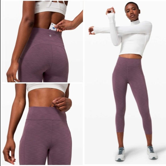 Lululemon Invigorate High-Rise Crop 23" in Heathered Black Currant Purple Size 4 - Picture 10 of 14